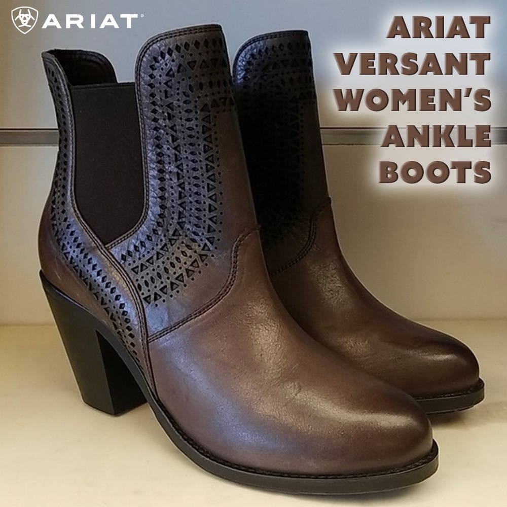 Ariat Brown Ankle Boots with Western Design